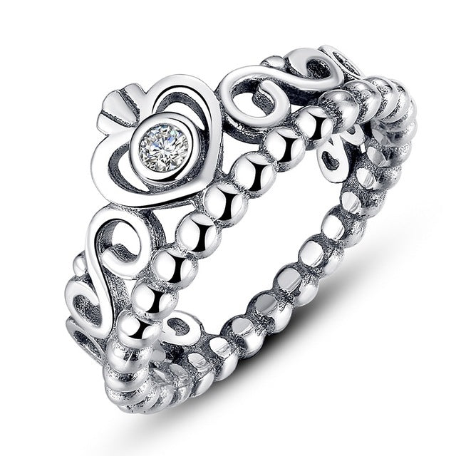 BAMOER 8 STYLE BRAIDED PAVE ,LEAVES My Princess Queen Crown SILVER RING Twist Of Fate Stackable Ring ANNIVERSARY SALE 2018