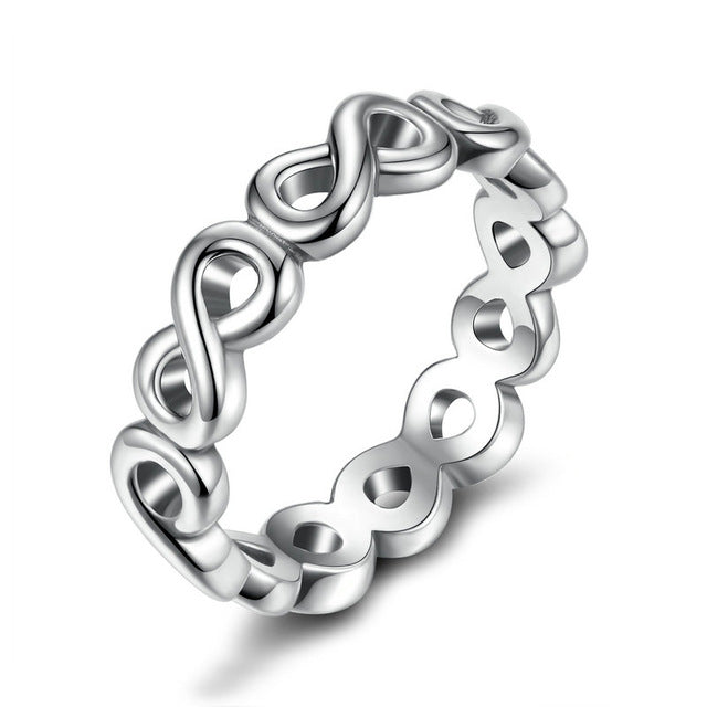BAMOER 8 STYLE BRAIDED PAVE ,LEAVES My Princess Queen Crown SILVER RING Twist Of Fate Stackable Ring ANNIVERSARY SALE 2018