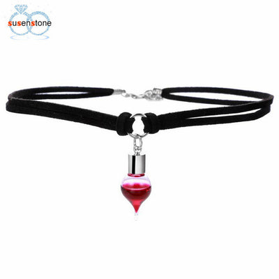 SUSENSTONE Halloween Plasma Bottle Pendant Necklace Lace Necklace
