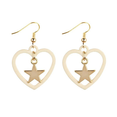SUSENSTONE Star love earrings earrings Alloy Rhinestone Women Dangle Earring Star Earrings Eardrop Hoops