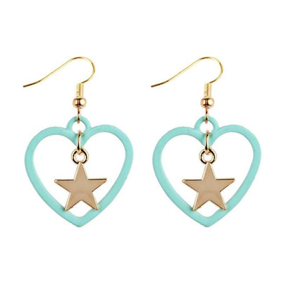 SUSENSTONE Star love earrings earrings Alloy Rhinestone Women Dangle Earring Star Earrings Eardrop Hoops