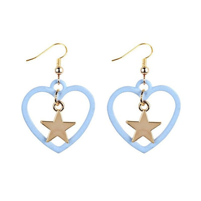 SUSENSTONE Star love earrings earrings Alloy Rhinestone Women Dangle Earring Star Earrings Eardrop Hoops
