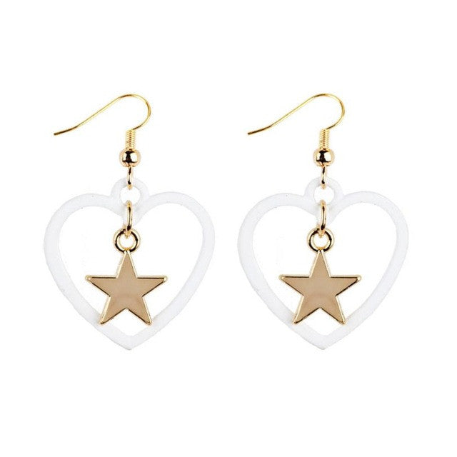 SUSENSTONE Star love earrings earrings Alloy Rhinestone Women Dangle Earring Star Earrings Eardrop Hoops