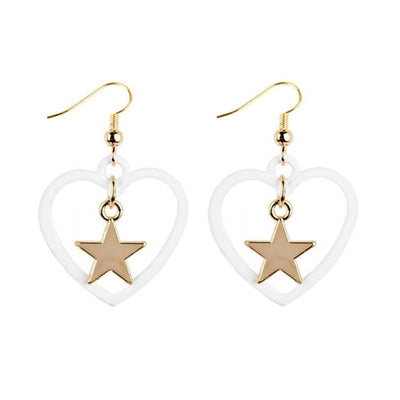 SUSENSTONE Star love earrings earrings Alloy Rhinestone Women Dangle Earring Star Earrings Eardrop Hoops