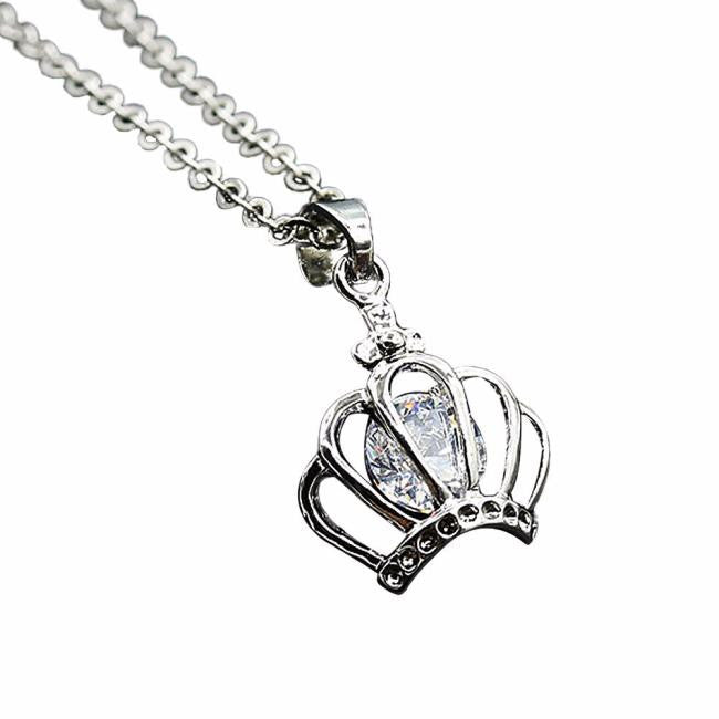 Women Diamond Crown Pendant Necklace Chain Necklace Jewelry