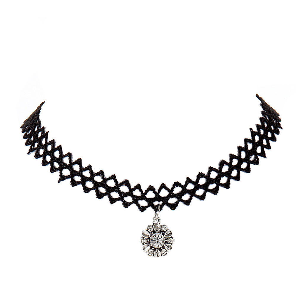 Women Girl Lace Choker Necklace Gothic Flower Pendant Jewelry Necklaces