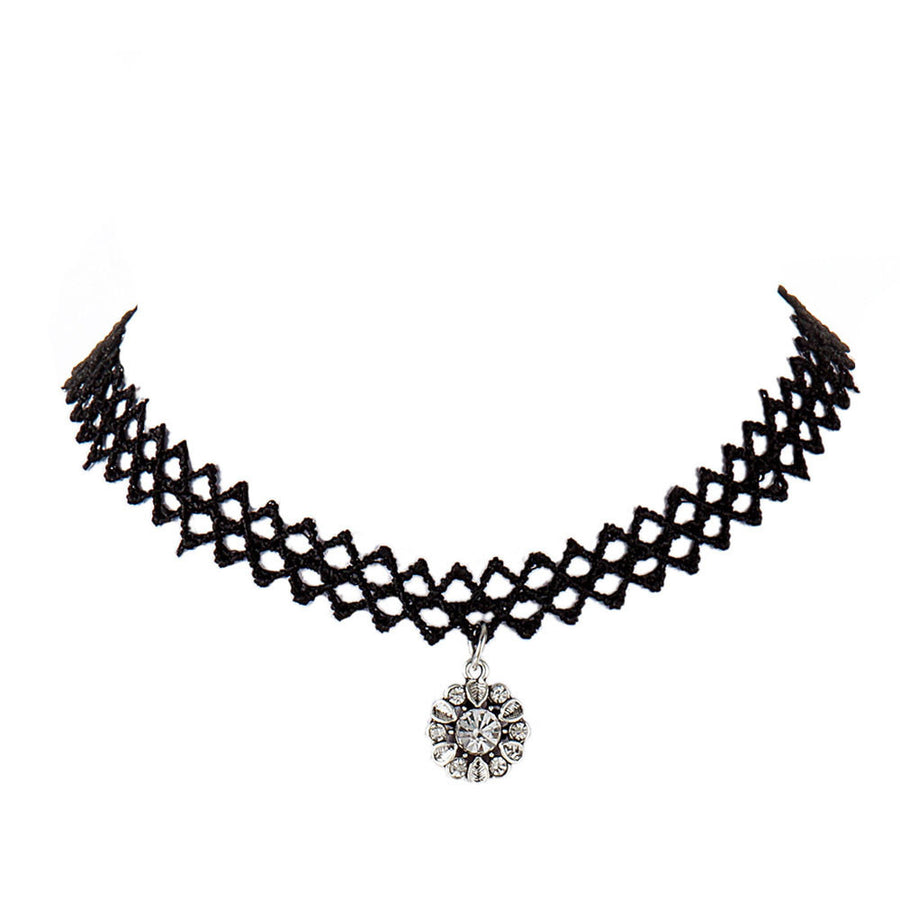 Women Girl Lace Choker Necklace Gothic Flower Pendant Jewelry Necklaces