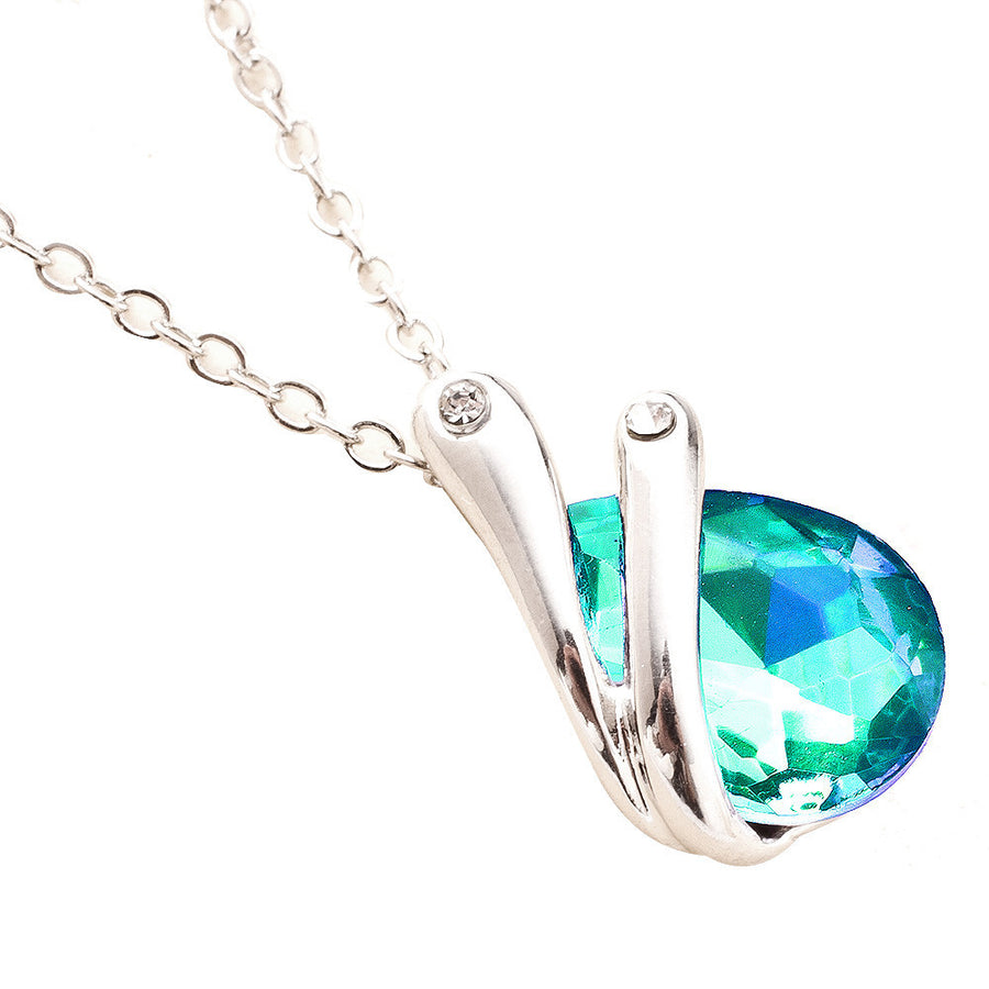 Crystal Pendant Necklace Blue