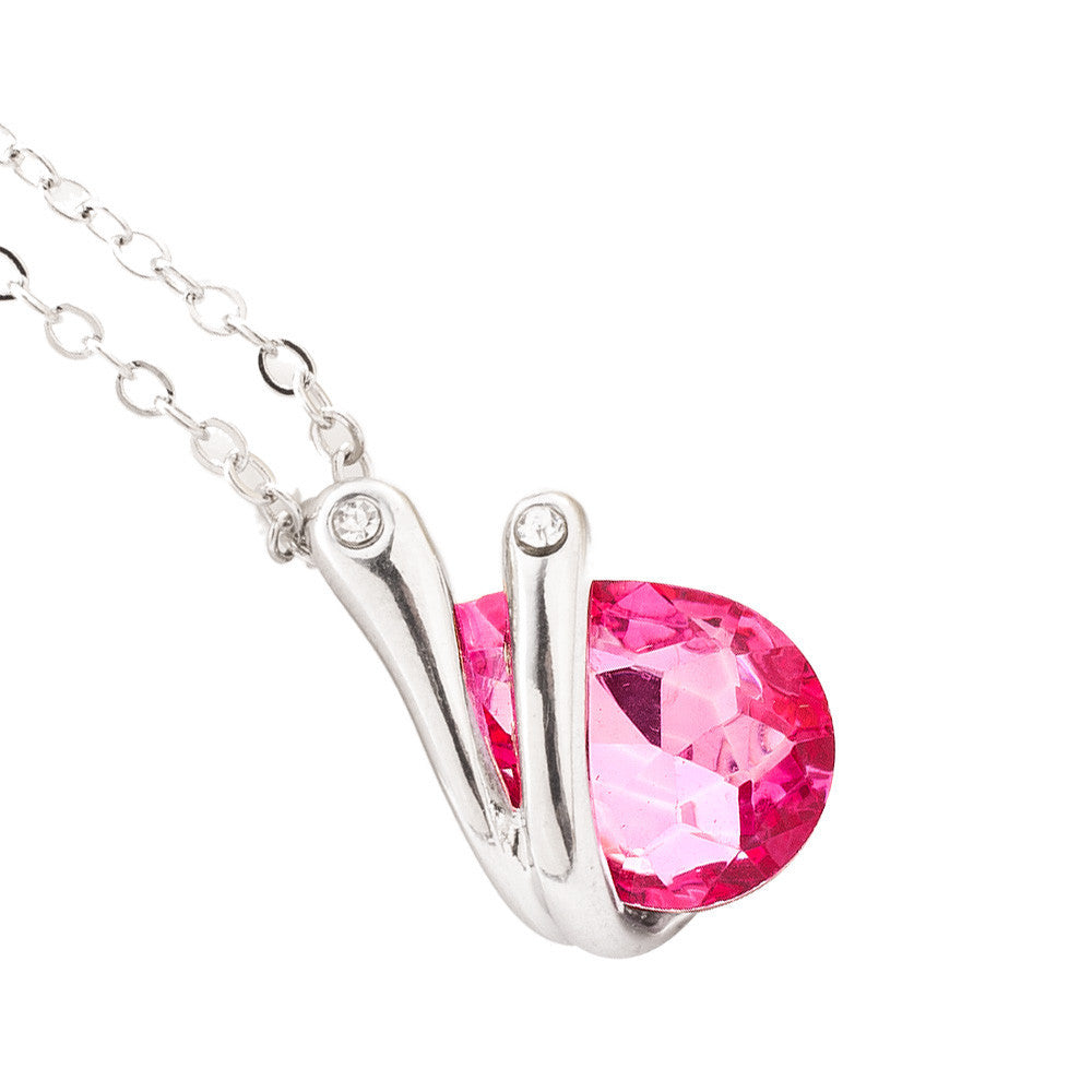 Crystal Pendant Necklace Blue