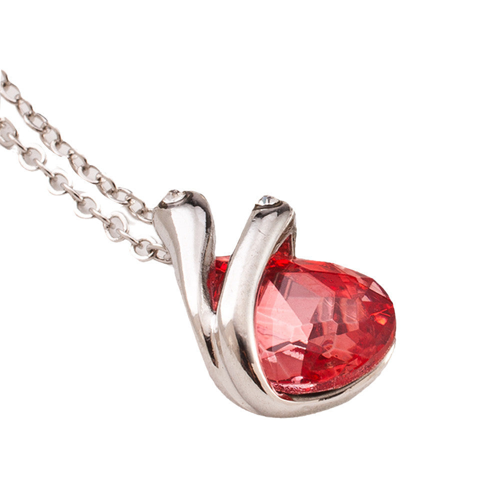 Crystal Pendant Necklace Blue