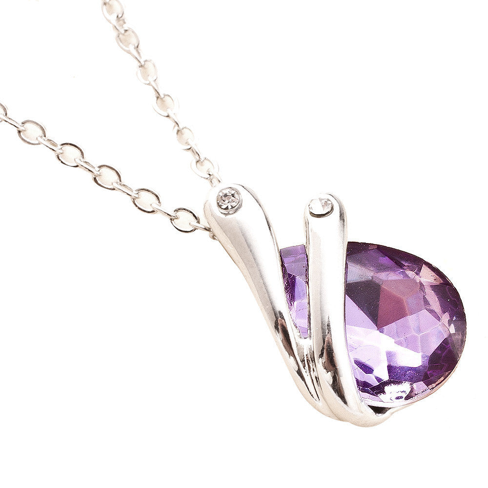 Crystal Pendant Necklace Blue