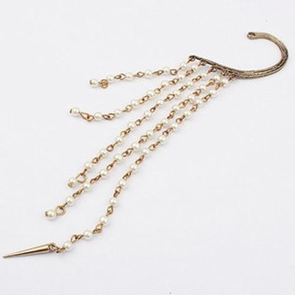 Pearl Tassel Ear Hook Earrings Long Section
