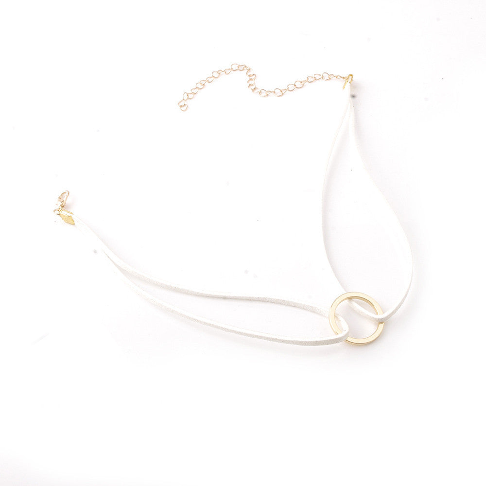 New Leather Choker Charm Necklace Vintage Hippy Chocker Leather Necklace