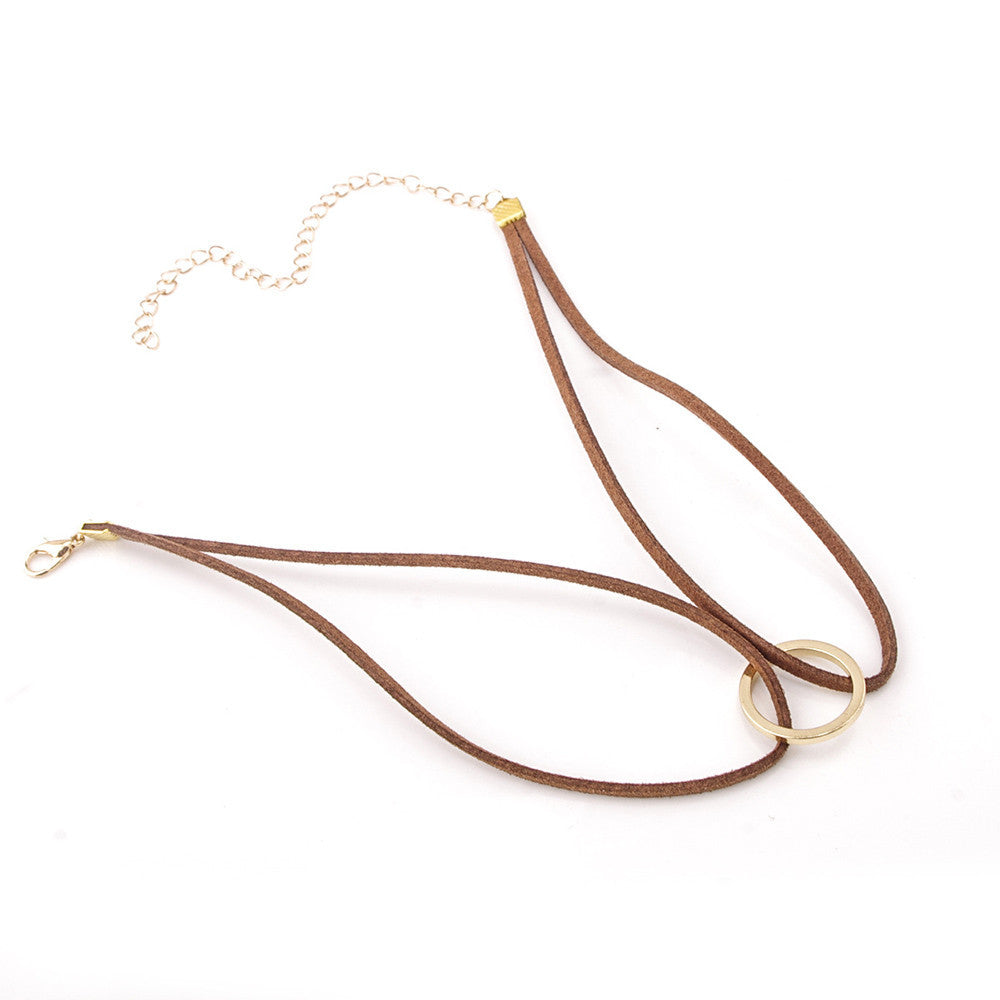 New Leather Choker Charm Necklace Vintage Hippy Chocker Leather Necklace