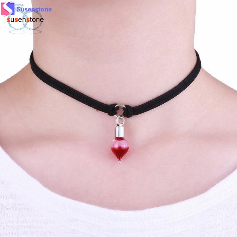 SUSENSTONE Halloween Plasma Bottle Pendant Necklace Lace Necklace