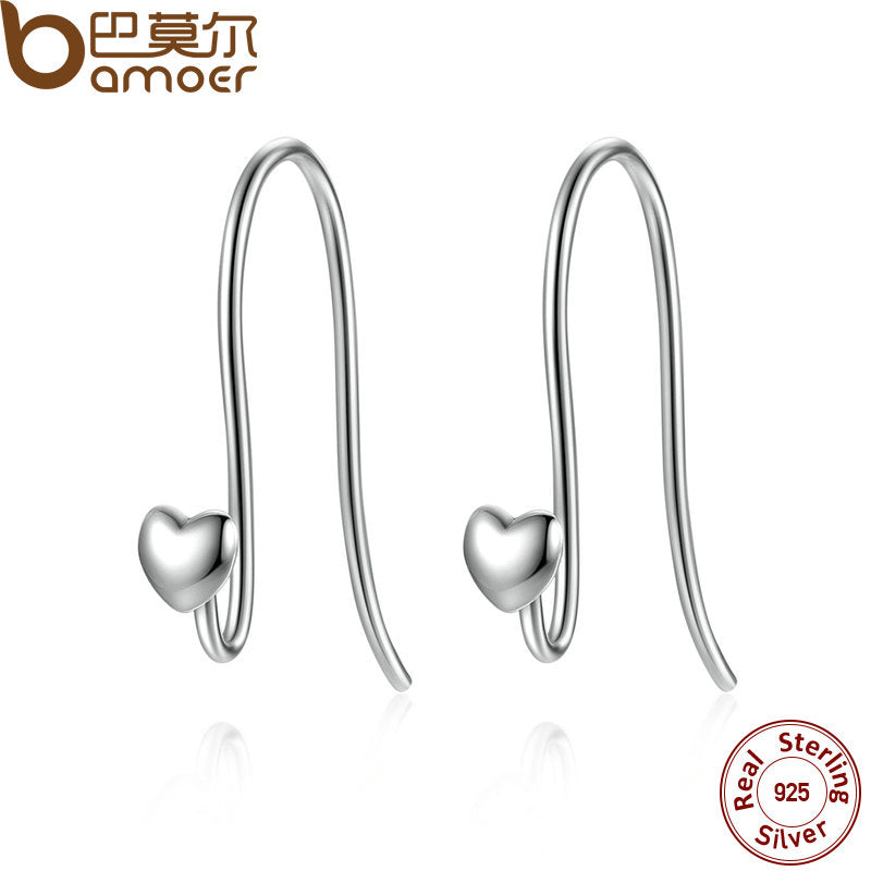 BAMOER 925 Sterling Silver Heart Classic Brand Earrings Jewelry for Women Fine Jewelry Femme Brincos PAS468